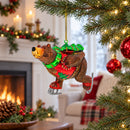 Skating Bear Glass Christmas Ornament