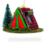 Shelter in the Woods Blown Glass Christmas Ornament