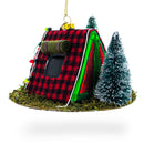 Shelter in the Woods Blown Glass Christmas Ornament