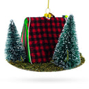Shelter in the Woods Blown Glass Christmas Ornament