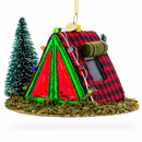 Shelter in the Woods Glass Christmas Ornament