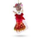 Pink-Dressed Cow with Wine Glass  Christmas Ornament