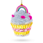 Delightful Sprinkled Cupcake with Rainbow Glass Christmas Ornament