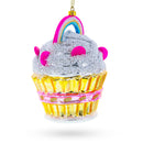 Delightful Sprinkled Cupcake with Rainbow Glass Christmas Ornament