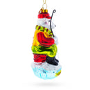 Polar Bear Ice Fishing Blown Glass Christmas Ornament