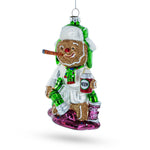 Gingerbread Party Relaxer Blown Glass Christmas Ornament