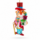 Dapper Tiger Gentleman Glass Christmas Ornament