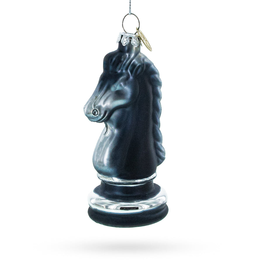 Black Knight Chess Glass Christmas Ornament