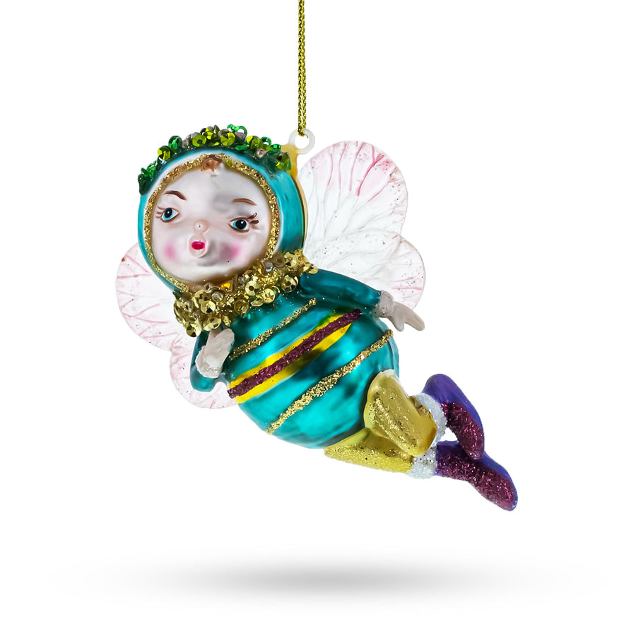 Enchanting Fairy Baby Glass Christmas Ornament