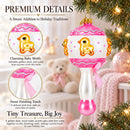 Delightful Baby Pink Rattle Glass Christmas Ornament