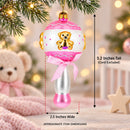 Delightful Baby Pink Rattle Glass Christmas Ornament