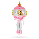 Delightful Baby Pink Rattle Blown Glass Christmas Ornament