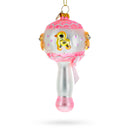 Delightful Baby Pink Rattle Blown Glass Christmas Ornament