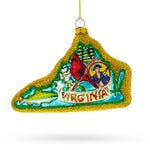 State of Virginia Symbols, USA Glass Christmas Ornament