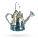 Rustic Metal Watering Can Blown Glass Christmas Ornament