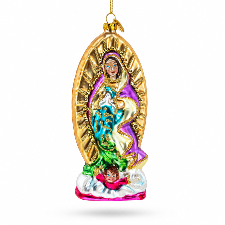 Reverent Virgin Mary Glass Christmas Ornament