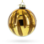 Gleaming Gold Oblong Blown Glass Ball Christmas Ornament