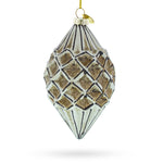 Geometric Vintage-Style Rhombus Finial Blown Glass Christmas Ornament