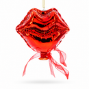 Sultry Red Lips Glass Christmas Ornament