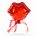 Sultry Red Lips Glass Christmas Ornament