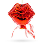 Sultry Red Lips Blown Glass Christmas Ornament