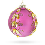 Enchanting Jeweled Pink Blown Glass Ball Christmas Ornament