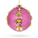 Enchanting Jeweled Pink Blown Glass Ball Christmas Ornament