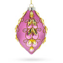 Radiant Pink Jeweled Glass Rhombus Finial Blown Glass Christmas Ornament