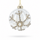 Silver Glitter Snowflake Glass Ball Christmas Ornament