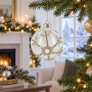 Silver Glitter Snowflake Glass Ball Christmas Ornament