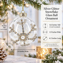 Silver Glitter Snowflake Glass Ball Christmas Ornament
