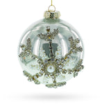 Silver Glitter Snowflake Blown Glass Ball Christmas Ornament