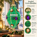 Jeweled Green Rhombus -Glass Christmas Ornament