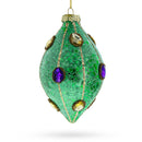 Jeweled Green Rhombus -Blown Glass Christmas Ornament