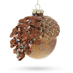 Acorn Rustic Blown Glass Christmas Ornament