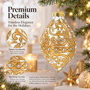 Gold Scroll with Jewel Accents Rhombus Finial Glass Christmas Ornament