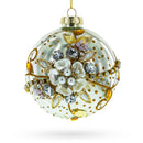 Jeweled Flowers Glass Ball Christmas Ornament