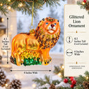 Glittered Lion Glass Christmas Ornament