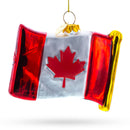 Waving Flag of Canada Blown Glass Christmas Ornament