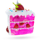 Piece of Strawberry Cake Blown Glass Christmas Ornament