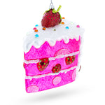 Piece of Strawberry Cake Blown Glass Christmas Ornament