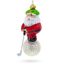 Santa the Golf Player Blown Glass Christmas Ornament