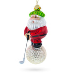 Santa the Golf Player Blown Glass Christmas Ornament