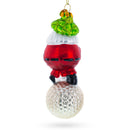 Santa the Golf Player Blown Glass Christmas Ornament
