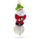 Santa the Golf Player Blown Glass Christmas Ornament