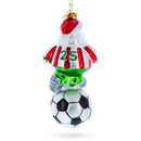 Santa the Soccer Player Blown Glass Christmas Ornament