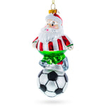 Santa the Soccer Player Blown Glass Christmas Ornament