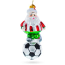 Santa the Soccer Player Blown Glass Christmas Ornament