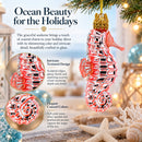 Pink Seahorse Glass Christmas Ornament