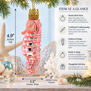 Pink Seahorse Glass Christmas Ornament